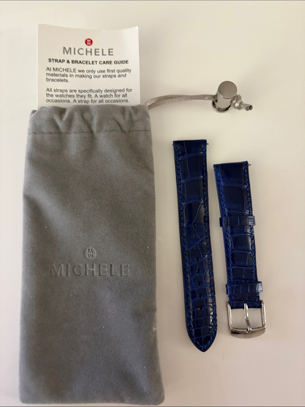 Michele Genuine Alligator Blue Watch Strap 18mm